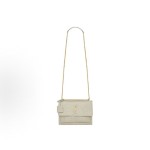 SAINT LAURENT YSL SUNSET Gold Logo chain sunset bag crossbody single-shoulder bag for women, retro white